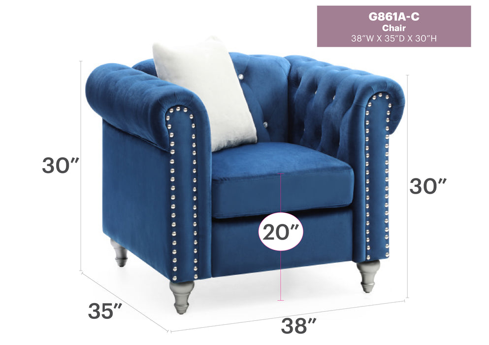 Glory Furniture Raisa G861A-C Chair , Navy BlueG861A-C