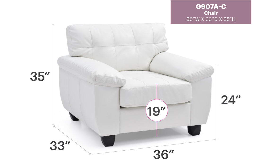 Glory Furniture Gallant G907A-C Chair , White G907A-C