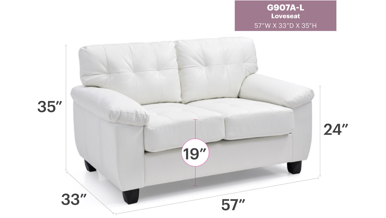 Glory Furniture Gallant G907A-L Loveseat , White G907A-L