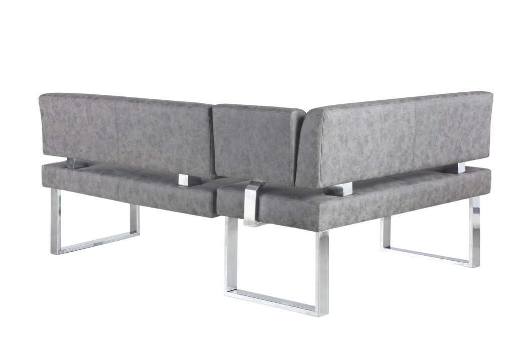 Modern Gray Reversible Upholstered Nook GENEVIEVE-NOOK-GRY