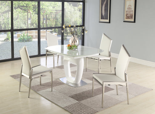 Contemporary Dining Set w/ Extendable Starphire Glass Table & 4 Motion-Back Side Chairs GIULIANA-NALA-5PC