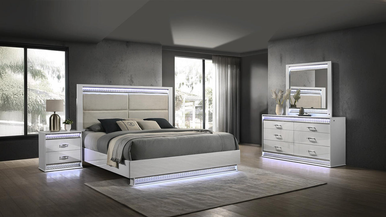 Glam Bedroom Set – Glam Queen 4 Pc Bedroom Set in White by Galaxy Home Furnishings