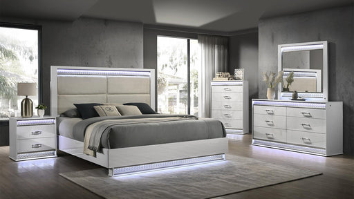 Glam Bedroom Set – Glam King 5 Pc Bedroom Set in White by Galaxy Home Furnishings