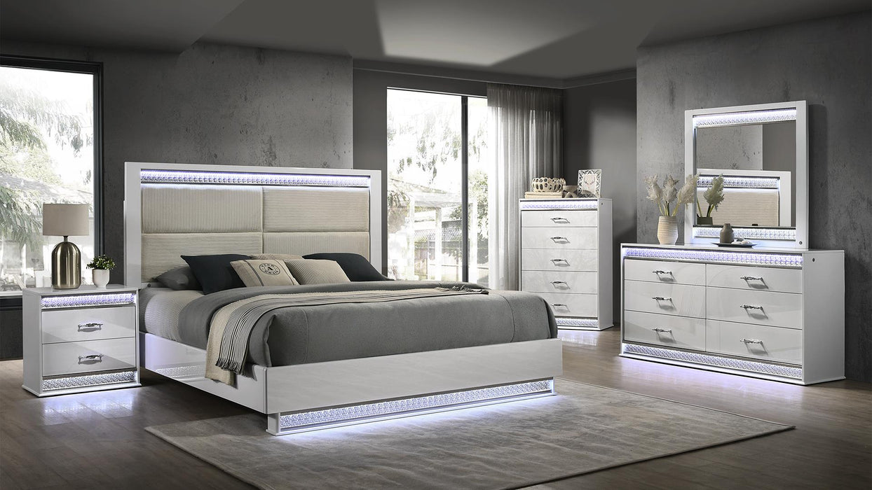 Glam Bedroom Set – Glam Queen 5 Pc Bedroom Set in White by Galaxy Home Furnishings