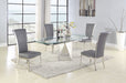 Contemporary Motion-Extendable Glass Dining Set w/ 4 Chairs GLORIA-JOY-5PC-GRY