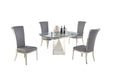 Contemporary Motion-Extendable Glass Dining Set w/ 4 Chairs GLORIA-JOY-5PC-GRY