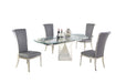 Contemporary Motion-Extendable Glass Dining Set w/ 4 Chairs GLORIA-JOY-5PC-GRY