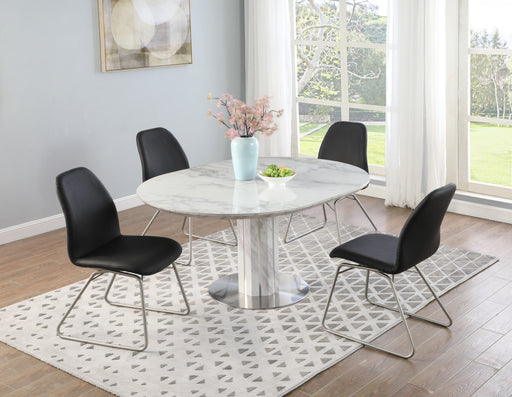 Dining Set w/ Butterfly-Extendable Marbleized Table & 4 Rocking Chairs GRETCHEN-5PC-BLK