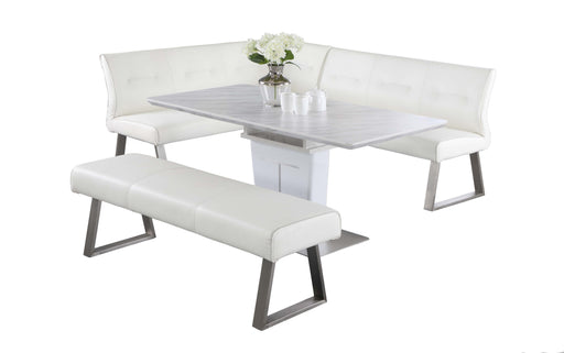 Contemporary Dining Set w/ Extendable Table, Nook & Bench GWEN-3PC