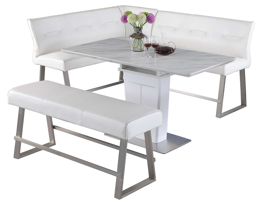 Contemporary Dining Counter Set w/ Extendable Table, Reversible Nook and Bench GWEN-CNT-3PC