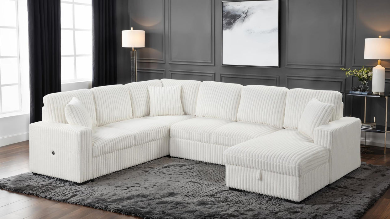 Grande Sectional – Grande Sectional Cream by Galaxy Home Furnishings
