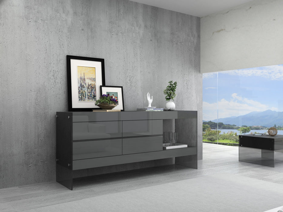 Cloud Buffet in Grey High Gloss 176971-HG-B-G