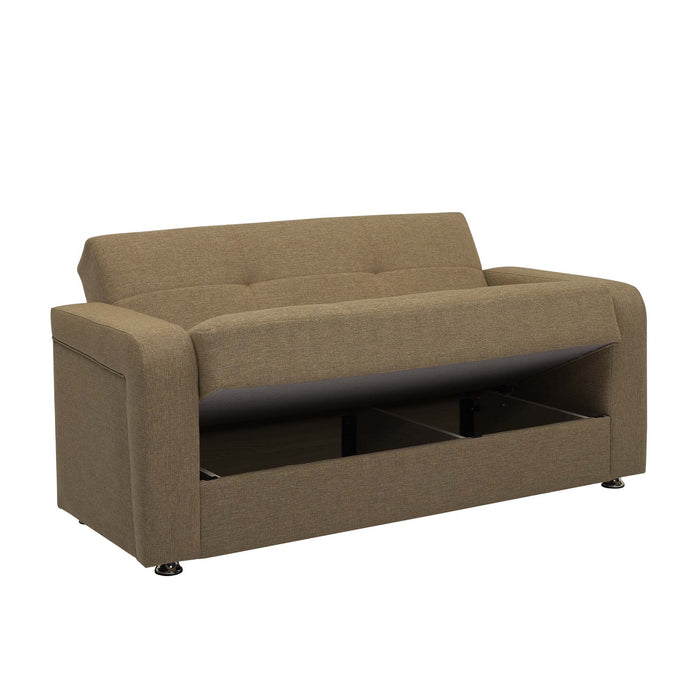 Ottomanson Harmony Collection Upholstered Convertible Loveseat with Storage