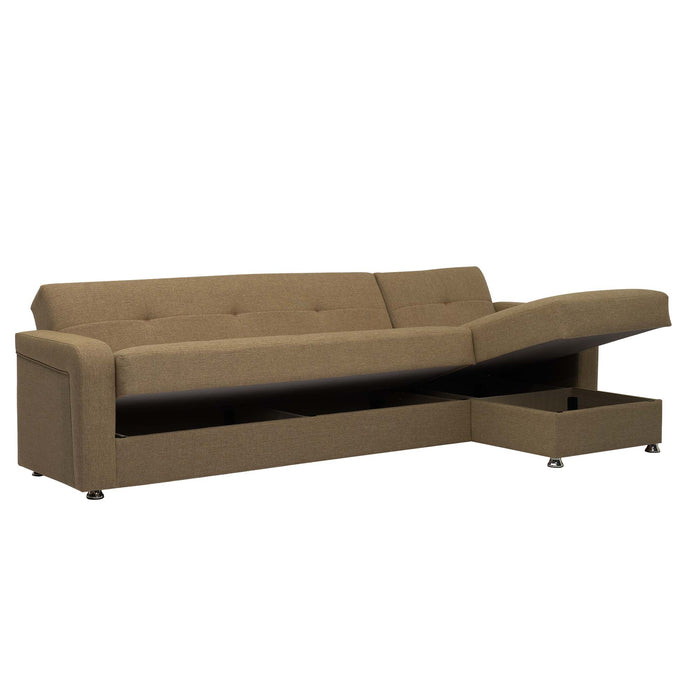 Ottomanson Harmony Collection Upholstered Convertible Sectional with Storage HAR-BN-PU-XLSEC