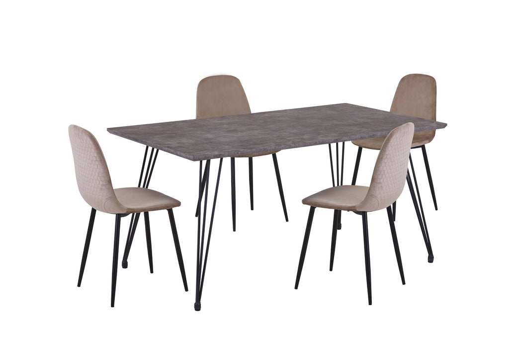 Contemporary Dining Set w/ Laminated Wooden Top & 4 Chairs HEATHER-5PC