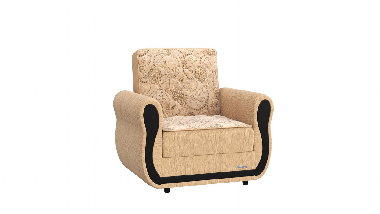 Ottomanson Havana Collection Upholstered Convertible Armchair with Storage