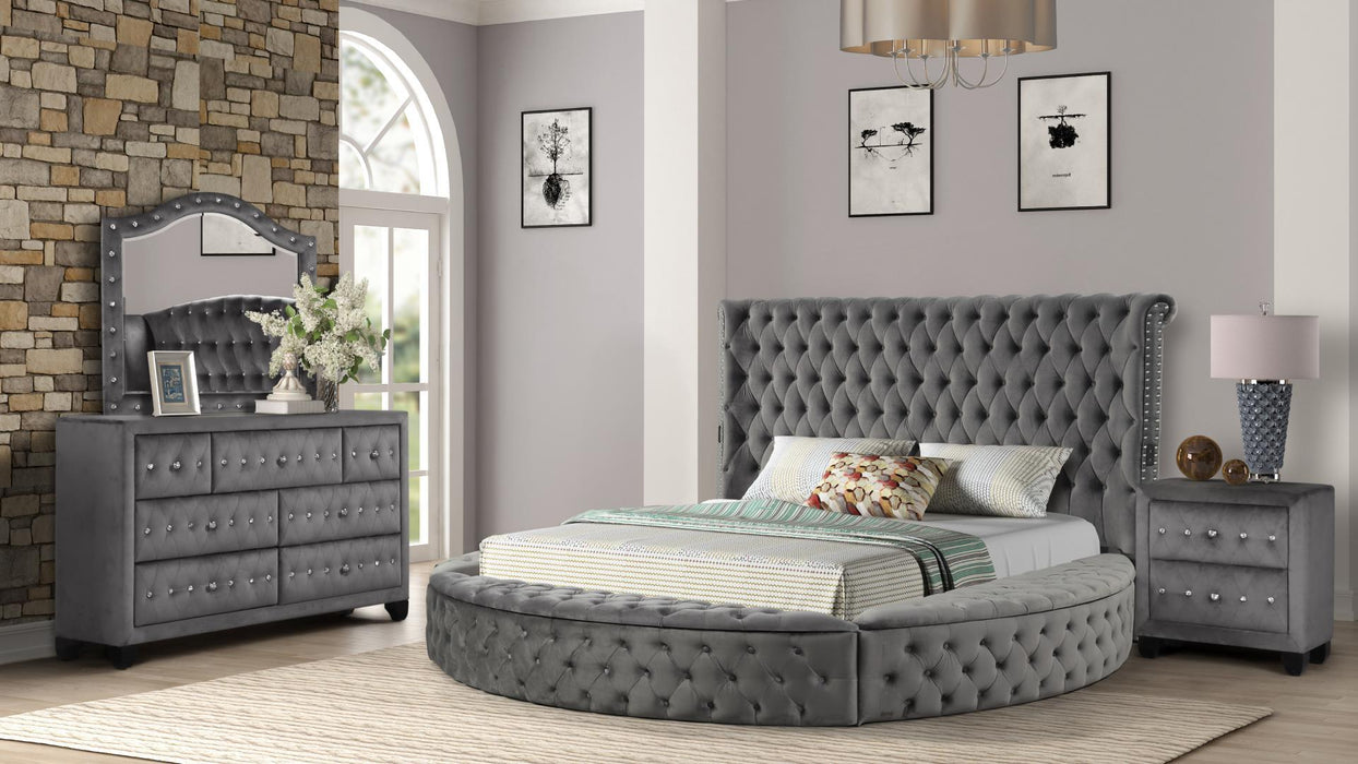 Hazel Bedroom Set – Hazel Queen 4 Pc Bedroom Set in Gray by Galaxy Home Furnishings