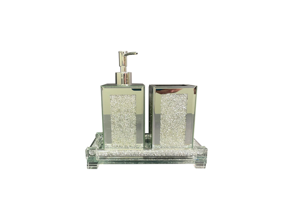 Ambrose Exquisite 3 Piece Square Soap Dispenser and Toothbrush Holder with Tray