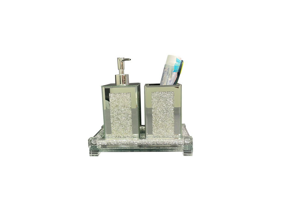 Ambrose Exquisite 3 Piece Square Soap Dispenser and Toothbrush Holder with Tray