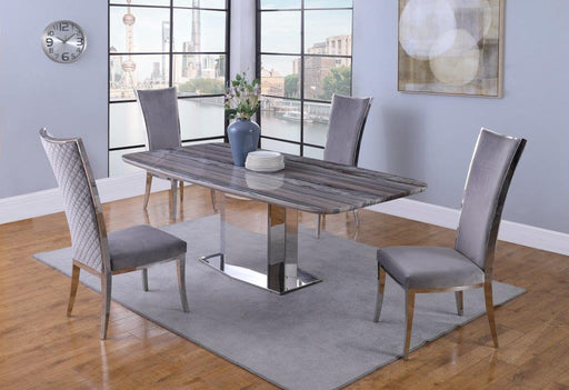 Contemporary Dining Set w/ Marble Top Table & 4 Chairs ISABEL-5PC