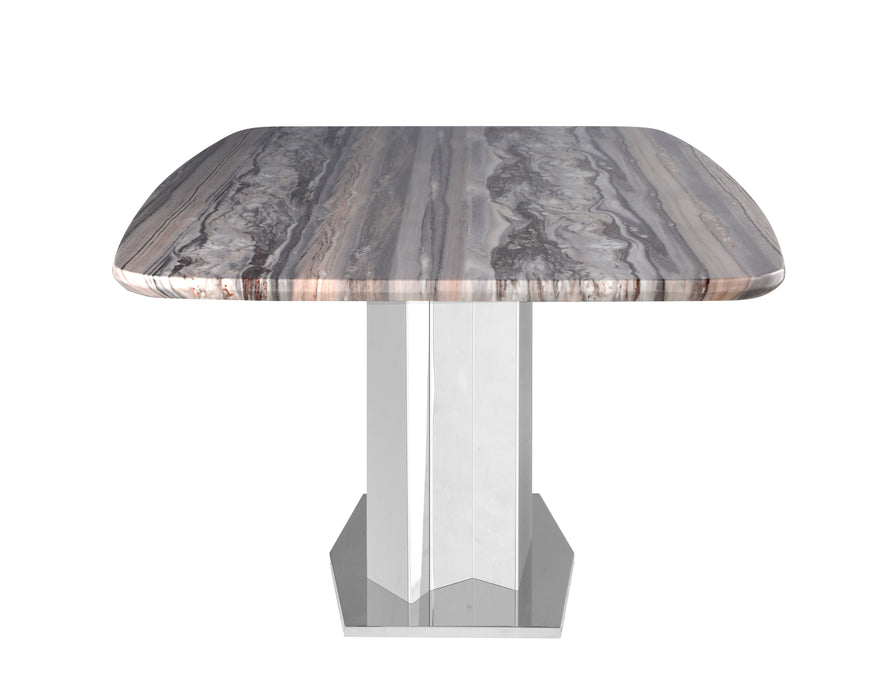Contemporary Marble Dining Table w/Stainless Steel Base ISABEL-DT