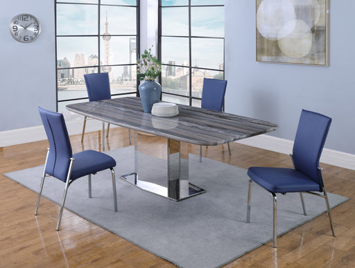 Contemporary Dining Set w/ Marble Table & 4 Motion-Back Chairs ISABEL-MOLLY-5PC