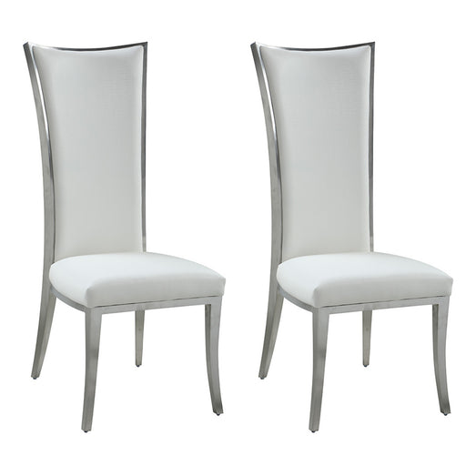 High Back Upholstered Chair w/ Stainless Steel Frame - 2 per box ISABEL-SC-WHT-BSH