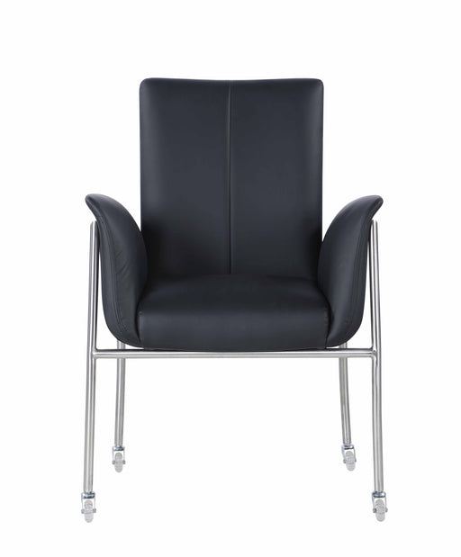Contemporary Arm Chair w/ Casters IVORY-AC-BLK