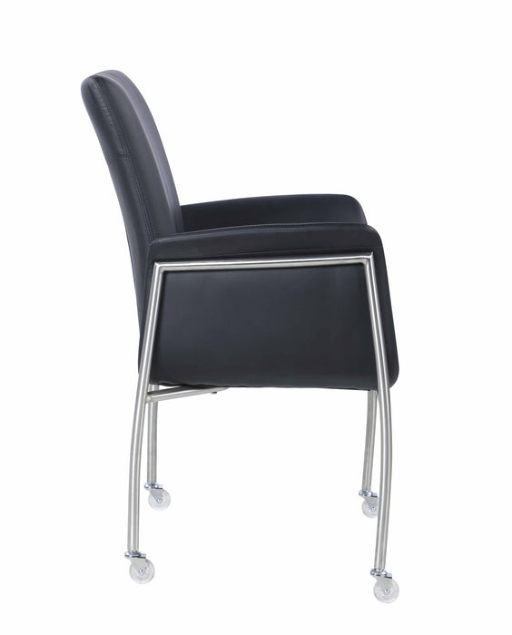 Contemporary Arm Chair w/ Casters IVORY-AC-BLK