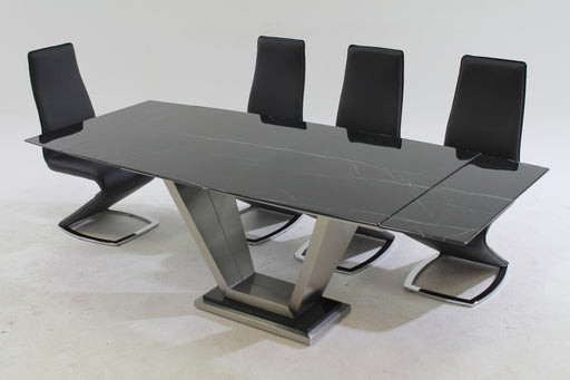 Contemporary Dining Set w/ Black Marble Table & Z-Shaped Chairs JESSY-TARA-5PC
