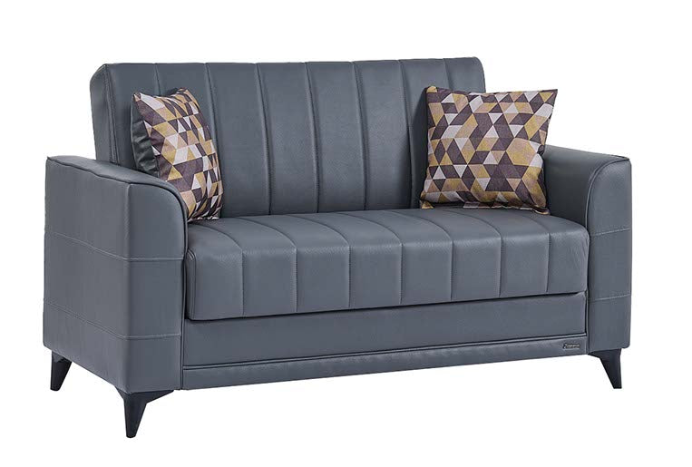 Ottomanson Jes Collection Upholstered Convertible Loveseat with Storage