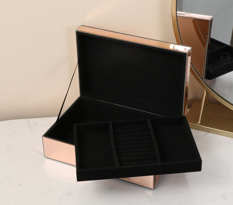 Ambrose Exquisite Jewelry Box in Rose Gold (Dividers and Gift Box Included)