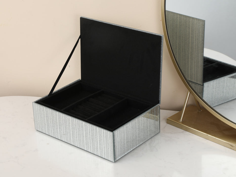 Ambrose Exquisite Striped Glass Jewelry Box (Dividers Included)