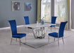 Dining Set w/ Extendable Carrara Marble Table & 4 High-back Chairs JOY-5PC-BLU-FAB