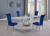 Dining Set w/ Extendable Carrara Marble Table & 4 High-back Chairs JOY-5PC-BLU-FAB