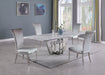 Dining Set w/ Extendable Carrara Marble Table & 4 High-back Chairs JOY-5PC-GRY-FAB