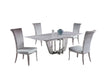 Dining Set w/ Extendable Carrara Marble Table & 4 High-back Chairs JOY-5PC-GRY-FAB