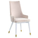 Modern Side Chair w/ Wooden Legs & Brass Back Handle - 2 Per Box JUDY-SC-WHT-BGE