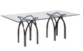 42"x72" Glass Top Dining Table w/ Art Deco Steel Base JULIETTE-DT-BKC-RCT-4272