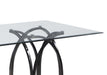 44"x84" Glass Top Dining Table w/ Art Deco Steel Base JULIETTE-DT-BKC-RCT-4484