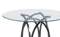 Round Glass Top Dining Table w/ Art Deco Steel Base JULIETTE-DT-BKC-RND