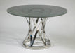 Dining Table w/ Round Crackle Glass Top & Steel Base JANET-DT-SW48-CLR