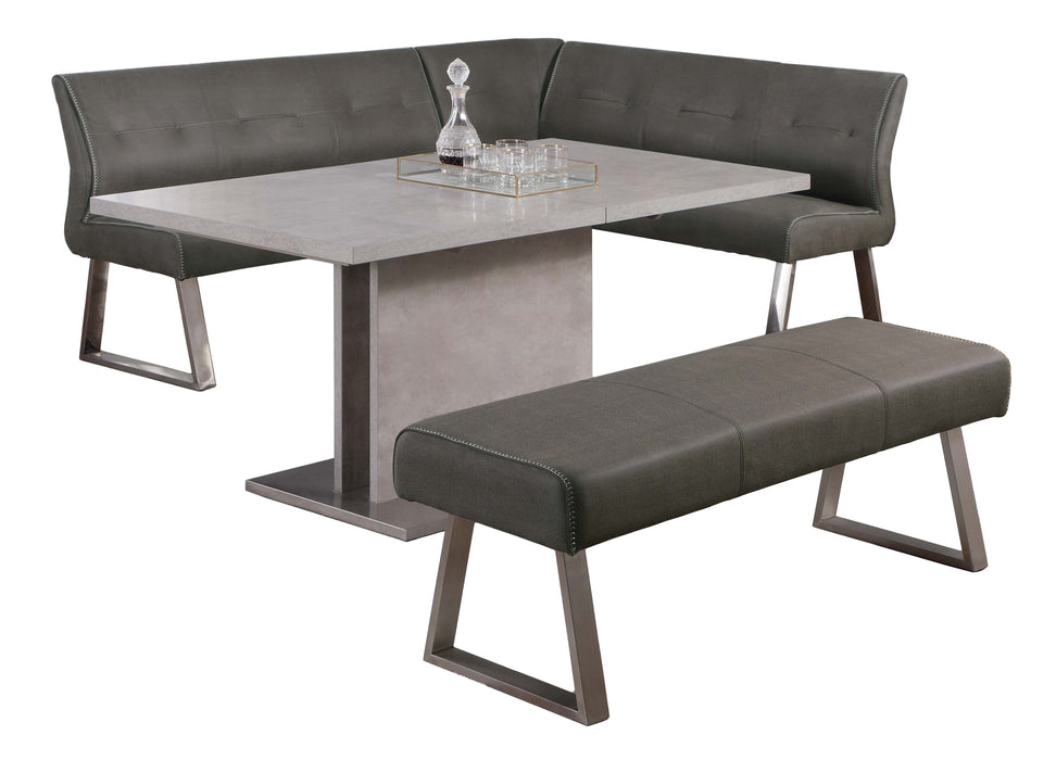 Contemporary Dining Set w/ Extendable Table, Nook & Bench KALINDA-3PC