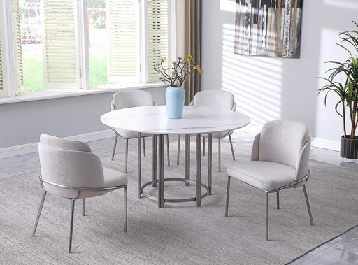 Contemporary Dining Set w/ Sintered Stone Top Table & 4 Chairs KAMILA-5PC