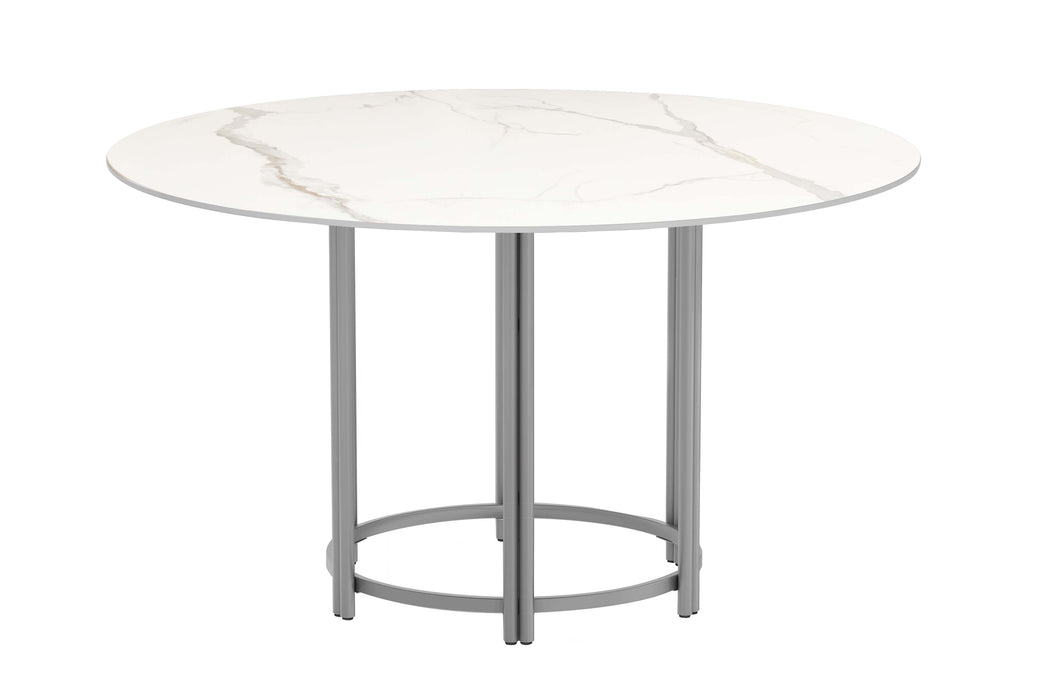 Contemporary Marbleized Sintered Stone Top Dining Table w/ Steel Base KAMILA-DT