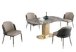 Dining Set w/ Extendable Marbleized Sintered Stone Table & 2Tone Chairs w/ Golden Accents KARLA-KATHERINE-5PC