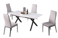 Dining Set w/ Extendable Sintered Stone Top Table & 4 Diamond Stitched Back Chairs KAROL-5PC