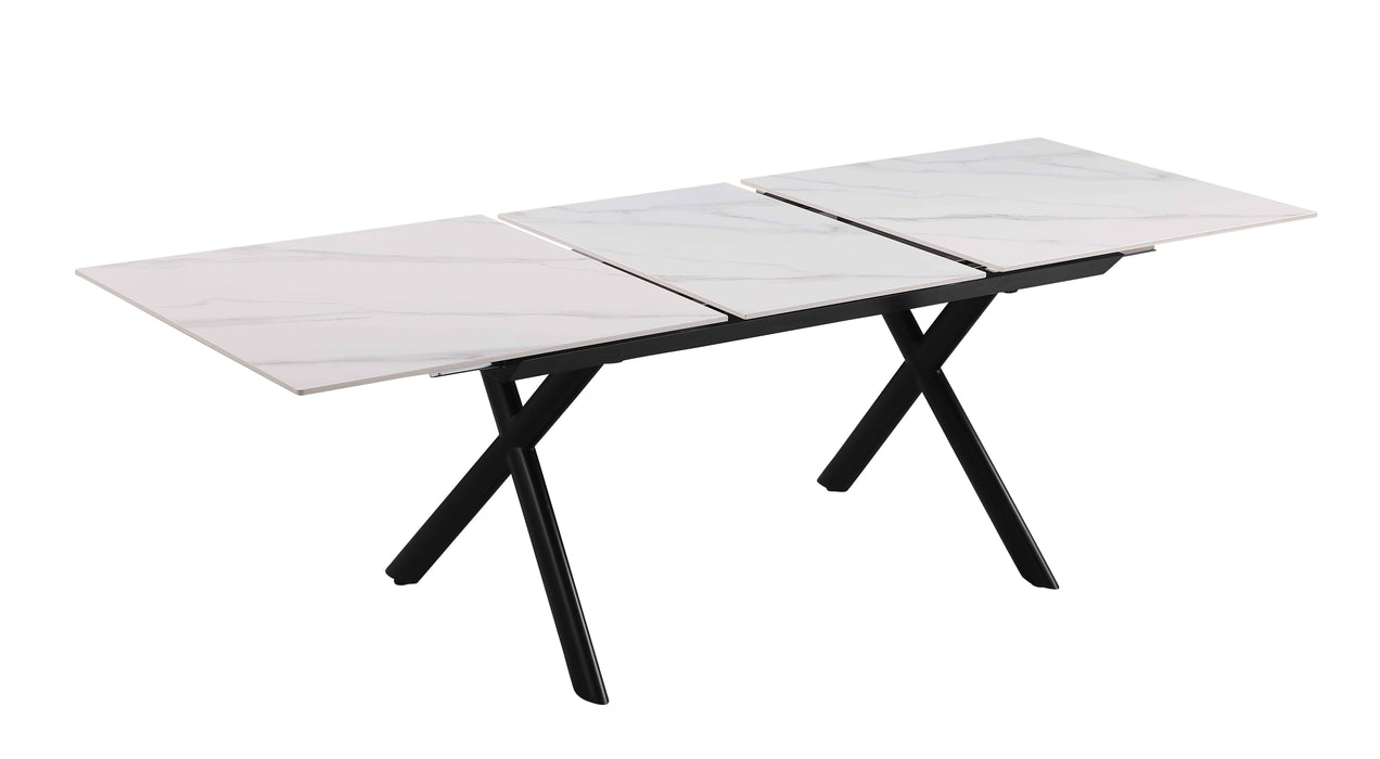 Extendable Sintered Stone Top Dining Table w/ Steel Base KAROL-DT