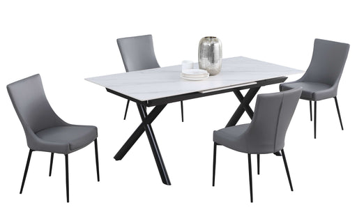 Dining Set w/ Extendable Sintered Stone Top Table & 4 Chairs KAROL-KELLY-5PC