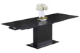 Marbleized Sintered Stone Top Extendable Table w/ Wooden Pedestal & Glass Base Plate KATALINA-DT